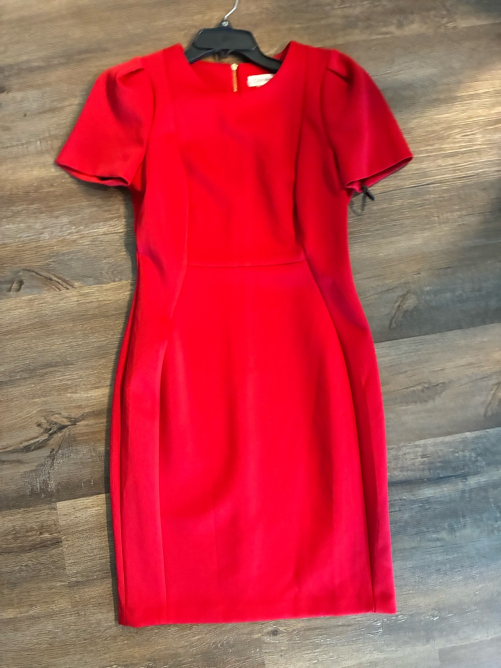 NWT Calvin Klein Red Midi Sheath Dress women 10,Red&Gold